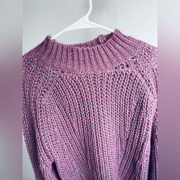 Alma Deia Alpaca Puff Sleeve Chunky Knit Crochet Sweater Jumper Purple Small - Picture 6 of 6